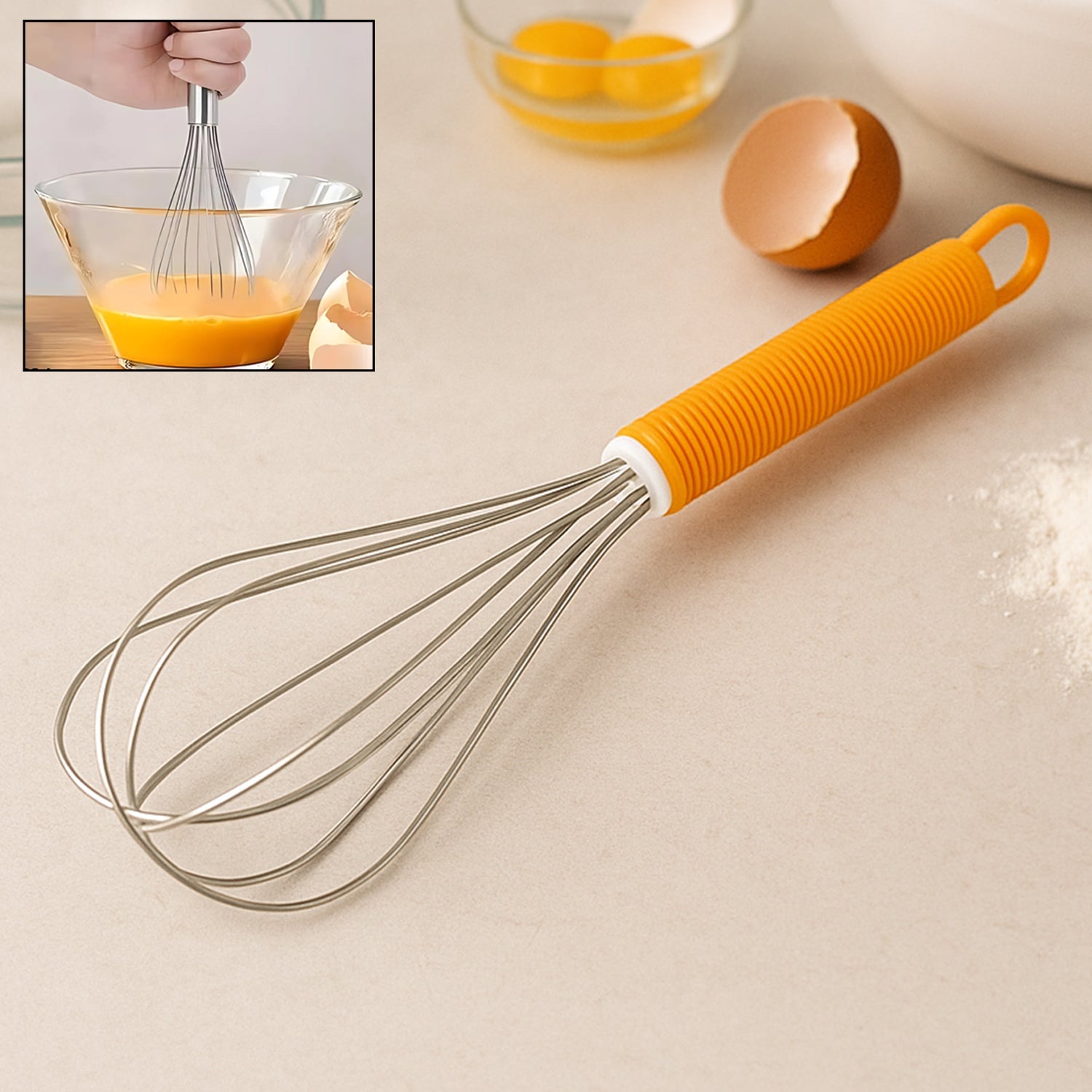 Stainless Steel Manual Whisk – Cream, Flour & Egg Mixer (16 Cm) Stainless Steel Manual Whisk – Cream, Flour & Egg Mixer (16 Cm)
